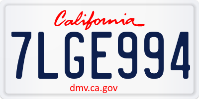 CA license plate 7LGE994