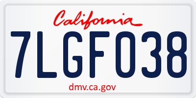 CA license plate 7LGF038