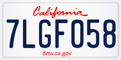 CA license plate 7LGF058