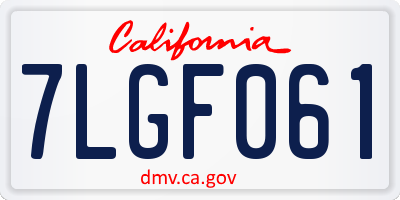 CA license plate 7LGF061