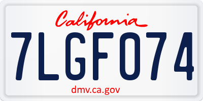 CA license plate 7LGF074