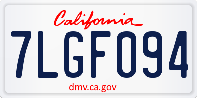 CA license plate 7LGF094