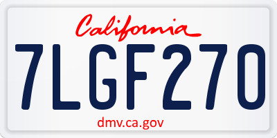 CA license plate 7LGF270