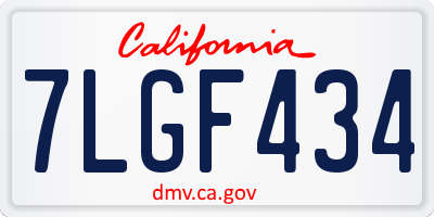 CA license plate 7LGF434