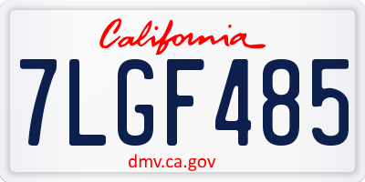 CA license plate 7LGF485