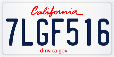 CA license plate 7LGF516