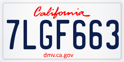 CA license plate 7LGF663