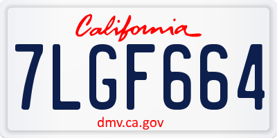 CA license plate 7LGF664