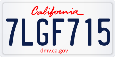 CA license plate 7LGF715