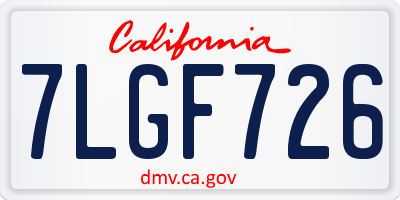 CA license plate 7LGF726