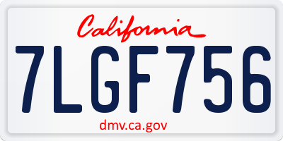 CA license plate 7LGF756