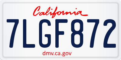 CA license plate 7LGF872