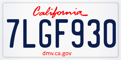 CA license plate 7LGF930