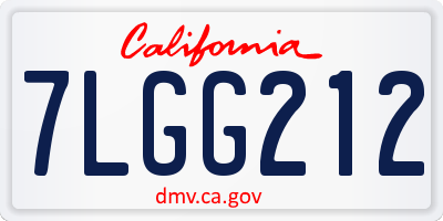 CA license plate 7LGG212