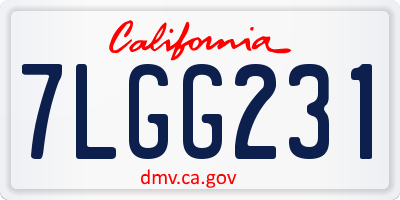 CA license plate 7LGG231