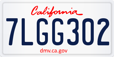 CA license plate 7LGG302