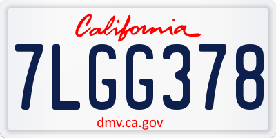 CA license plate 7LGG378