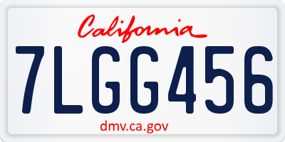 CA license plate 7LGG456