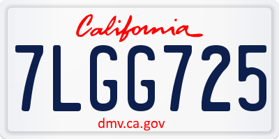 CA license plate 7LGG725