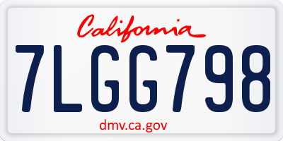 CA license plate 7LGG798