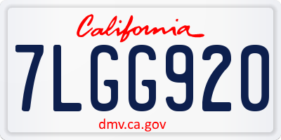 CA license plate 7LGG920