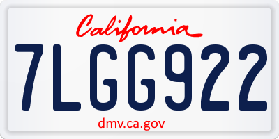 CA license plate 7LGG922