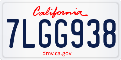 CA license plate 7LGG938