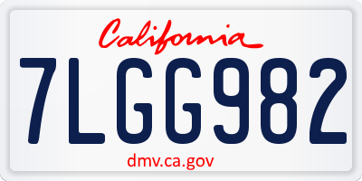 CA license plate 7LGG982