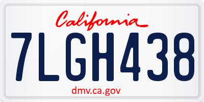 CA license plate 7LGH438