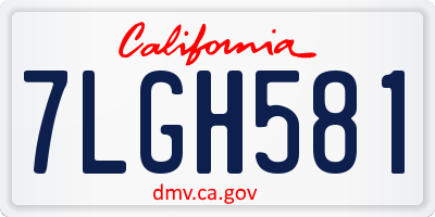 CA license plate 7LGH581