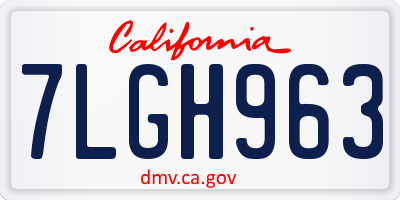 CA license plate 7LGH963