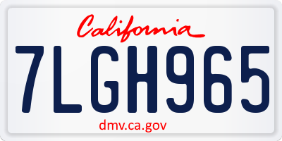 CA license plate 7LGH965