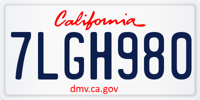 CA license plate 7LGH980