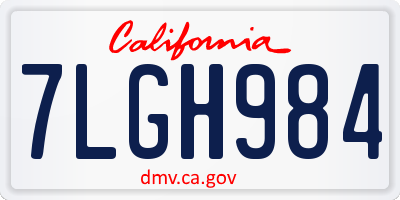 CA license plate 7LGH984