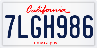 CA license plate 7LGH986