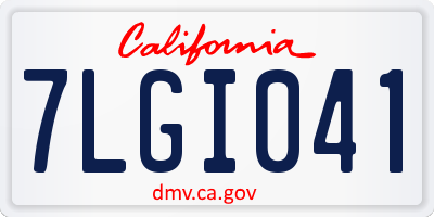 CA license plate 7LGI041