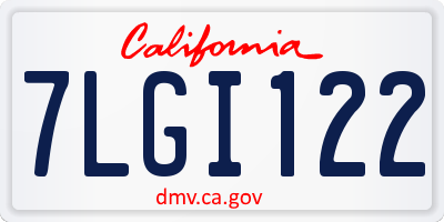 CA license plate 7LGI122