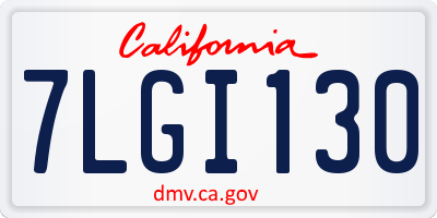 CA license plate 7LGI130