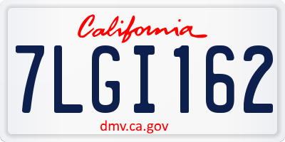 CA license plate 7LGI162