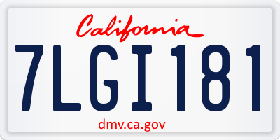 CA license plate 7LGI181