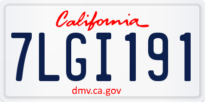 CA license plate 7LGI191