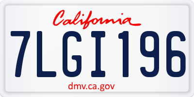 CA license plate 7LGI196