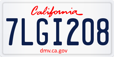 CA license plate 7LGI208