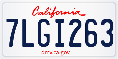 CA license plate 7LGI263