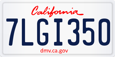 CA license plate 7LGI350