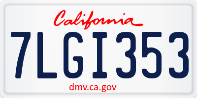 CA license plate 7LGI353