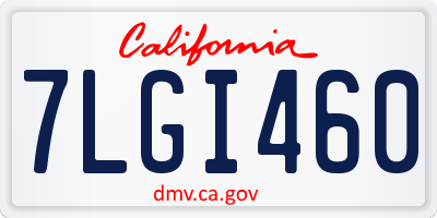 CA license plate 7LGI460