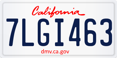 CA license plate 7LGI463
