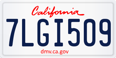 CA license plate 7LGI509