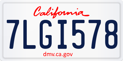 CA license plate 7LGI578